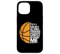 Posso fare tutte le cose attraverso Christ Christian Basketball Custodia per iPhone 15