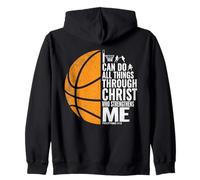 Posso Fare Tutte Le Cose Attraverso Christ Christian Basketball Felpa con Cappuccio