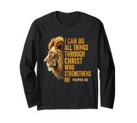 Posso Fare Tutte Le Cose Attraverso Christ Lion Philippians 4:13 Maglia a Manica
