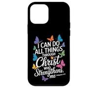 Posso fare tutte le cose attraverso Cristo Farfalla Fede Custodia per iPhone 12 mini