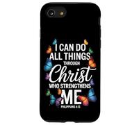 Posso fare tutte le cose attraverso Cristo Farfalla Fede Custodia per iPhone SE (2020) / 7/8