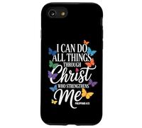 Posso fare tutte le cose attraverso Cristo Farfalla Fede Custodia per iPhone SE (2020) / 7 / 8