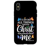 Posso fare tutte le cose attraverso Cristo Farfalla Fede Custodia per iPhone X/XS