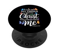Posso fare tutte le cose attraverso Cristo Farfalla Fede PopSockets PopGrip Adesivo