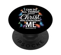 Posso fare tutte le cose attraverso Cristo Farfalla Fede PopSockets PopGrip Adesivo
