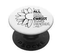Posso fare tutte le cose attraverso Cristo girasole PopSockets PopGrip Adesivo