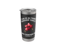 Posso fare tutte le cose attraverso Cristo Strawberry Christian Bicchiere termico in acciaio inox doppia parete