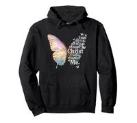 Posso Fare Tutto Attraverso Christ Butterfly Art Christian Felpa con Cappuccio