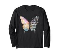 Posso Fare Tutto Attraverso Christ Butterfly Art Christian Maglia a Manica
