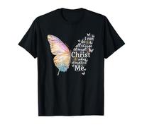 Posso fare tutto attraverso Christ Butterfly Art Christian Maglietta