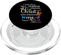 Posso fare tutto attraverso Cristo Butterfly Art - Religioso PopSockets PopGrip per MagSafe