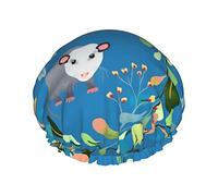 Possum Circles - Cuffia da Doccia Blu Teal, Cuffia da Doccia Riutilizzabile per Donna Capelli Lunghi, Cappello da Doccia Impermeabile a Doppio Strato Protezione per Capelli per Bambini Ragazze Uomin