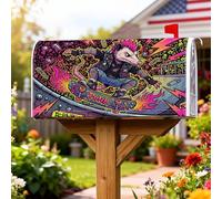 Possum Coperture magnetiche per cassetta postale, stile punk, graffiti, skateboard, fiamme, nessuna pesca, copertura per cassetta postale, decorazione per porta d'ingresso, 53 x 64 cm