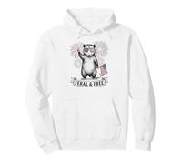 Possum Selvaggio e Libero Divertente Patriottico 4 luglio Opossum Felpa con Cappuccio