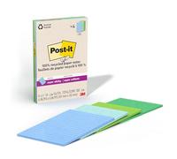 Post-it 100% carta riciclata, note super appiccicose, 2X The Sticking Power, 4 x 15 cm, 4 blocchi, 45 fogli/pad, collezione Oasis (4621R-4SST)