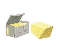 Post-It 21851 Foglietti Adesivi, Box da 6 Blocchetti, Carta Riciclata al 100%, 127 mm x 76 mm, Giallo
