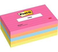 Post-It Colori Assortiti a Righe 76 mm x 127 mm 100 Fogli/Blocchetto 5 Blocchetti/Confezione