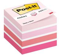 Post-it Cubo di Foglietti adesivi, Collezione colori pastello, Confezione da 1 blocchetto, di 450 Fogli, 76 mm x 76 mm, Colori Rosa, Bianco, Arancione, per Appunti, Elenchi & Promemoria