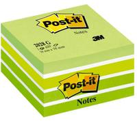 Blocco foglietti Cubo - 76 x 76mm - verde pastello, verde neon, verde ultra, bianco - 450 fogli - Post it