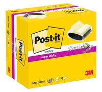 Post-it Dispenser PRO + Foglietti Super Sticky Z-Notes, 90 Fogli, 76x76 mm | Facile da Usare con Una Sola Mano, Tiene i Foglietti a Portata di Mano e la Scrivania in Ordine