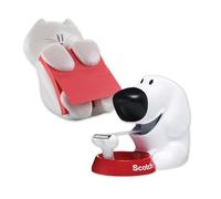 Post-it Dispenser Z-Notes a Forma di Gatto, Confezione di 1 Blocco, 90 Fogli per Blocco, 76 mm x 76 mm, Colore Rosa + Scotch Dispenser di Nastro a Forma di Cane con 1 Rotolo di Nastro Scotch Magic