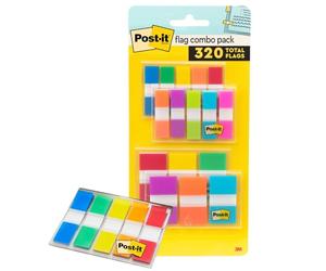Post-it Flags Combo Pack, 4 dispenser on-the-go, 120 .94 pollici di larghezza e 200 bandiere larghe .47 pollici, colori assortiti (683-XL1)