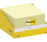 Post-It Foglietti Adesivi, Giallo Canary, 10 blocchetti, 100 Fogli per blocco, 76 mm x 127 mm, Confezione in Cartoncino, 100% PEFC - per Appunti, Elenchi & Promemoria