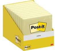 Post-It Foglietti Adesivi, Giallo Canary, 10 blocchetti, 100 Fogli per blocco, 76 mm x 76 mm, Confezione in Cartoncino, 100% PEFC - per Appunti, Elenchi & Promemoria