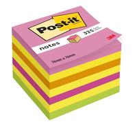 Post-It Foglietti Adesivi per Appunti, Cubo, 325 Fogli, Multicolore (Fucsia/Verde/Rosa/Giallo), 76 x 76 mm
