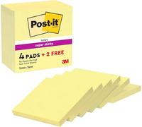 POST-IT - 7100259321 - Blocco foglietti Post it® Super Sticky - 76 x 76 mm - 90 fogli - giallo canary - Post it® - conf. 6 blocchi - 98958 - Conf. da 1 Pz. - 7100259321