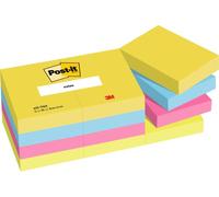 Post-it Foglietti, Collezione Energetic, Confezione da 12 blocchetti, 100 Fogli per blocco, 38 mm x 51 mm, Colori Giallo, Azzurro, Rosa, Verde - Foglietti Adesivi per Appunti, Elenchi & Promemoria