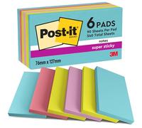 Foglietti Post-it® Super Sticky - 159970 Blocchetti Post-It 76 X 127 mm di colori assortiti con 90 fogli per blocchetto in confezione da 6 Pz.