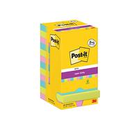 Post-it Foglietti Super Sticky, Collezione Cosmic, Confezione da 8 blocchetti + 4 Gratis, 90 Fogli per blocco, 76 mm x 76 mm, Colori Turchese, Verde, Rosa. Per Appunti, Elenchi & Promemoria