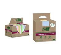 Post-It Foglietti Super Sticky Riciclati, 12 Confezioni, 70 Fogli, Diverse Misure e Colorazioni
