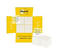 Post-it Foglietti Trasparenti, 12 Blocchetti, 36 Fogli per Blocchetto, 73 mm x 73 mm, Traslucidi - Foglietti Riposizionabili per Gli Studenti, Per Prendere Appunti sui Libri di Testo mentre si studia