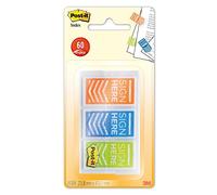 Post-it Index Firma Qui Segnapagina, Freccia, 60 Pezzi, Arancio/Azzurro/Lime