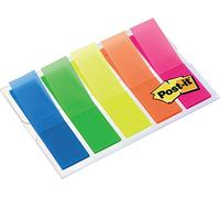 Post-it Index Mini, Segnapagina Adesivi in Plastica Colorati, 5 Blocchetti da 20 Foglietti, 100 Linguette Segnapagina Post It, Colori Assortiti Arancio, Viola, Verde, Rosa, Azzurro, Formato 12x43 mm