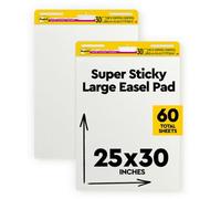 Post-it, Lavagna Cancellabile Post-it Super Sticky, 2 Blocchi da 15 Fogli Rimovibili, Blocco da Parete e Treppiedi, Bianco, 635 X 762 Mm