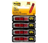 Post-it Message Flags Sign Here"""" 20/Dispenser 4 Dispensers/Pack 0.47 in Wide Red (684-RDSH)