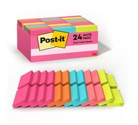 Post-it - Mini foglietti adesivi per appunti, 3,8 x 5,1 cm, 24 blocchetti, collezione Cape Town, colori sgargianti (magenta, rosa, blu, verde) rimozione pulita, riciclabile (653-24ANVAD)