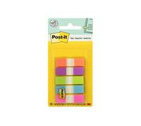 Post-It Miniset 100 Segnapagina Mini In 5 Colori Vivaci, Azzurro, Fucsia, Verde, Lilla, Arancione, Mini