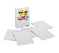 Post-it Note super adesive, 10 x 15 cm, 3 cuscinetti, 2 x la potenza adesiva, bianco con linee blu griglia, riciclabile (660-SSGRID)