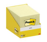 Post-It Foglietti Adesivi, Giallo Canary, 10 blocchetti, 100 Fogli per blocco, 76 mm x 76 mm, Confezione in Cartoncino, 100% PEFC - per Appunti, Elenchi & Promemoria