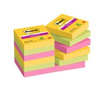 Post-it Blocco Super Sticky Carnival - 12 blocchetti, 90 fg/blocco, 47,6 x 47,6 mm, colori assortiti