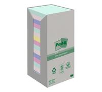 Post-it Recycling Notes Assorted Colours, Pack of 16 Pads, 100 Sheets per Pad, 7