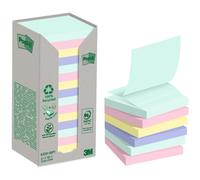 Post-it Recycling Notes Assorted Colours, Pack of 16 Pads, 100 Sheets per Pad, 7