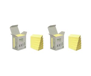 Post-it Recycling Notes Canary Yellow, Pack of 6 Pads, 100 Sheets per Pad, 38 mm