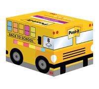 Post-it Super Sticky Notes, Back to School Bus - 8 Blocchetti, 90 Fogli per Blocco, 63,5 mm x 76 mm - Foglietti Adesivi Super Resistenti in Vari Colori, Regali Scolastici per Studenti e Insegnanti