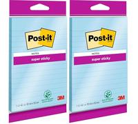 Post-it Super Sticky Notes blu Nettuno a righe 1 blocchetto 102 mm x 152 mm (Confezione da 2)