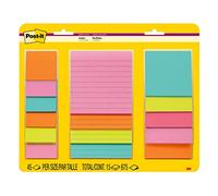 Post-it Super Sticky Notes, dimensioni assortite, 15 blocchetti, 2 X The Sticking Power, collezione Supernova Neons, colori fluo (arancione, rosa, blu, verde), riciclabili (4423-15SSMIA), confezione